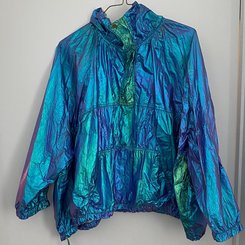 Free People Iridescent Blue Green Windbreaker